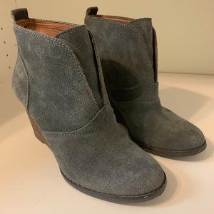 Grey Suede Lucky Wedge Booties